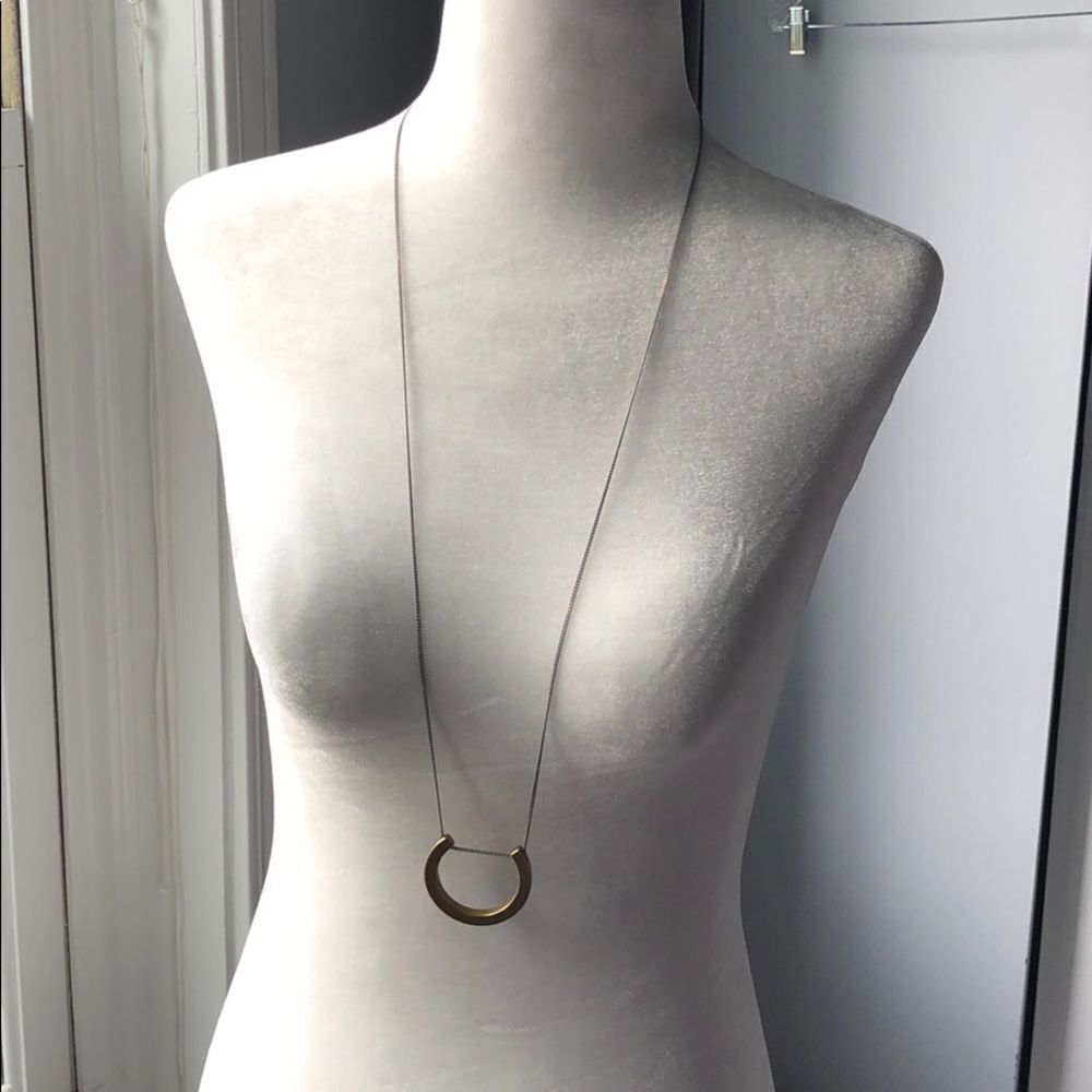 Zenzii mixed metal long geometric necklace